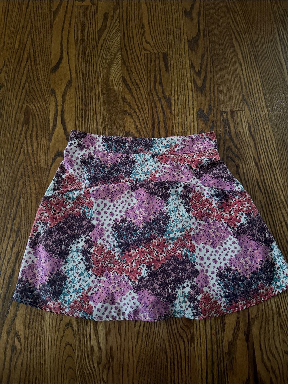 Floral Pink & Purple Printed A-Line Skater Stretchy Skirt